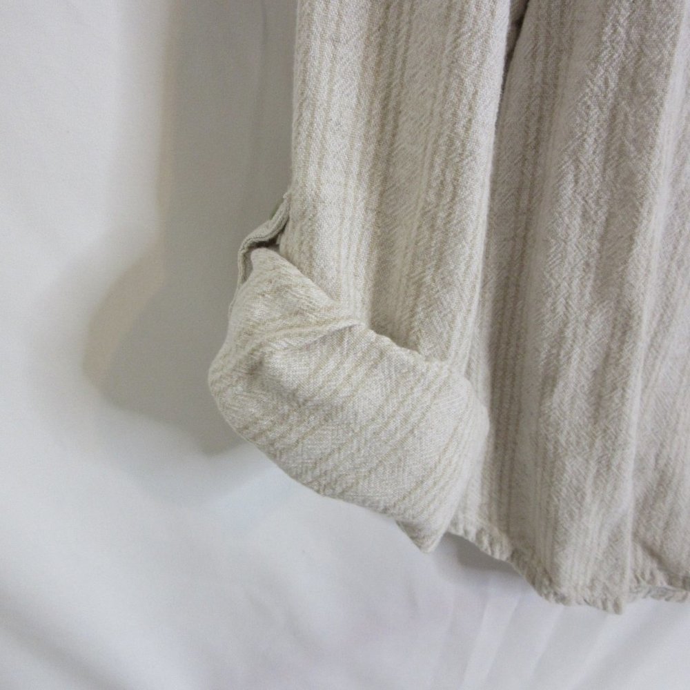 Orvis Long Sleeve Button Down Cream Striped Linen Blend Shirt Size Small - Picture 8 of 10
